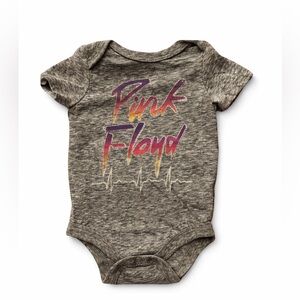 Pink Floyd 0–3M Baby Onesie – Grey w/ Pink Logo 🎸 Like New